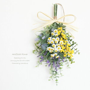 ミモザ ラベンダー リース スワッグ 玄関飾り 造花 送料無料