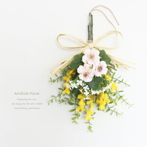 バラ ミモザ リース スワッグ アーティフィシャルフラワー 玄関飾り 造花