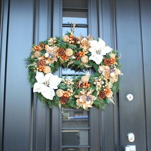 特大サイズ お店やホテルの飾りつけにお勧め クリスマスリース ゴールド系 特大 大きいサイズ ビックサイズ x-8014