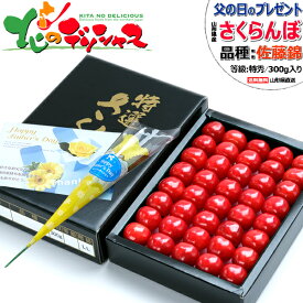 【予約】父の日 山形県産 さくらんぼ 佐藤錦 300g (特秀品/選べるサイズ/手詰め/化粧箱/冷蔵便) 2027 父の日ギフト ギフト 贈り物 プレゼント 黄色いバラ 父の日メッセージカード サクランボ 山形 東根市 産地直送 果物 フルーツ お取り寄せ