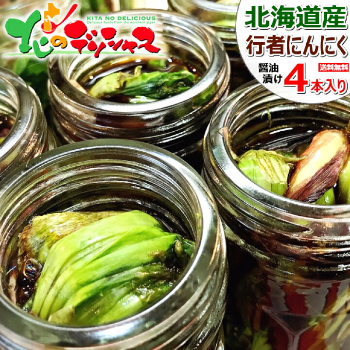 楽天市場 北海道産 天然 行者にんにく醤油漬け 4本 冷蔵品 ご飯のお供 ジンギスカンのお供 癖になる 山菜 行者ニンニク 醤油漬け 行者 ニンニク醤油漬け キトピロ ヒトビロ アイヌネギ おうちグルメ 同梱 人気 北海道 郷土料理 グルメ お取り寄せ 北のデリシャス