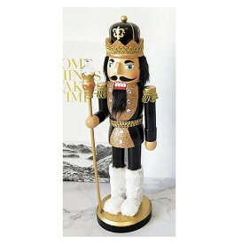くるみ割り人形 置物 木製 国王人形 祝日 手作り 40cm クリスマス 工芸品 洋風 部屋 雑貨 逸品 結婚式 新築祝い 装飾 子供 誕生日プレゼント おもちゃ 黒 赤