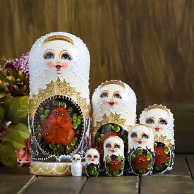 マトリョーシカ ロシア 人形 民芸品 土産物 手作り人形 手描き オブジェ 7個組 インテリア雑貨 洋風 ギフト プレゼント 北欧雑貨 伝統工芸 おもちゃ 飾り 誕生日 キッズ 子供 部屋 ハロウィン クリスマス