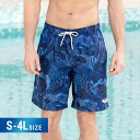 水着 メンズ サーフパンツ ブルー 総柄 S M L 2L 3L 4L 海パン サーフショーツ ボードショーツ ハーフパンツ 大きいサイズ 膝丈 ひざ丈 プール 海 海水浴 サーフィン サウナ おしゃれ 水陸両用 吸水速乾 耐塩素 uvカット ロング