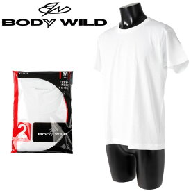 BODY WILD ボディーワイルド クルーネック 半袖 Tシャツ インナー 2枚組 綿100% メンズ 紳士 2P 抗菌 防臭 bw5013a ホワイト