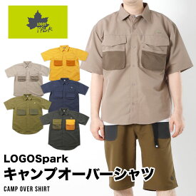 シャツ メンズ オーバーシャツ キャンプ アウトドア LOGOS park ロゴス レジャー カジュアル 撥水 半袖 春夏 フラップポケット 前開き