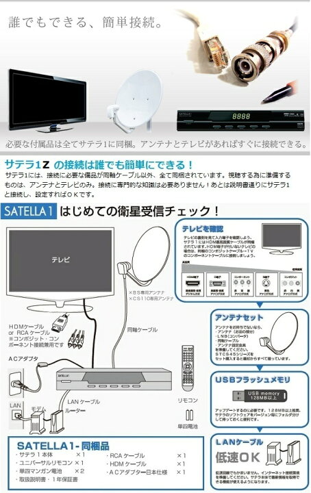 楽天市場】！SATELLA1Z！FTAチューナー！衛星放送！HD対応デジタル 