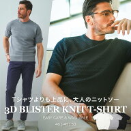 ジーステージ ニット メンズ 半袖 ブリスター 立体編み クルーネック サマーニット トップス 360704 G-ST…