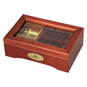 【マラソン期間はポイント5倍】23弁木製宝石箱オルゴール 23弁木製ガラス窓オルゴールBOX 茶 ニデックインスツルメンツ オルゴール