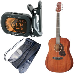 チューナー&ストラップ付 MORRIS アコースティックギター M-023 MH NA ナチュラル マホガニー単板 専用ケース付 モーリス