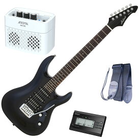 セイコーチューナー＆アンプセット！AriaProII エレキギター MAC-STD MBK＋SAT10B＋ギターストラップ＋AG-05 WH