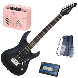 セイコーチューナー＆アンプセット！AriaProII エレキギター MAC-STD MBK＋SAT10L＋ギターストラップ＋AG-05 PK