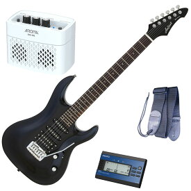 セイコーチューナー＆アンプセット！AriaProII エレキギター MAC-STD MBK＋SAT10L＋ギターストラップ＋AG-05 WH
