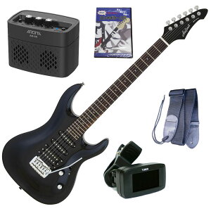 AriaProII エレキギター MAC-STD MBK+チューナー+ギターストラップ+AG-05 BK+教則DVD