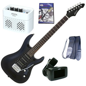 AriaProII エレキギター MAC-STD MBK+チューナー+ギターストラップ+AG-05 WH+教則DVD