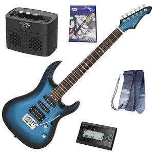 【マラソン期間はポイント5倍】セイコーチューナー&アンプ&教則セット!AriaProII エレキギター MAC-STD MBS+SAT10B+ギターストラップ+AG-05 BK+教則DVD