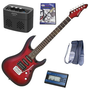 【マラソン期間はポイント5倍】セイコーチューナー&アンプ&教則セット!AriaProII エレキギター MAC-STD MRS+SAT10L+ギターストラップ+AG-05 BK+教則DVD