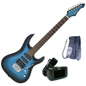 【10日までポイント10倍】AriaProII エレキギター MAC-STD MBS＋チューナー＋ギターストラップ