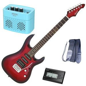 セイコーチューナー&アンプセット!AriaProII エレキギター MAC-STD MRS+SAT10B+ギターストラップ+AG-05 BL