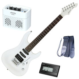 セイコーチューナー＆アンプセット！AriaProII エレキギター MAC-STD PWH＋SAT10B＋ギターストラップ＋AG-05 WH