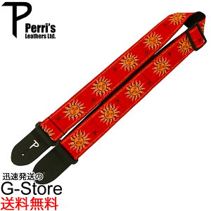 Perri's M^[Xgbv TWS-7010 WK[hD 2" SUNS-RED JACQUARD GUITAR STRAP y[Y