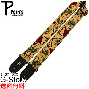 Perri's M^[Xgbv TWS-6538 WK[hD 2" SKULL ROSE JACQUARD GTR STRP y[Y