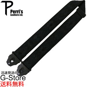 Perri's ロック機能付きギターストラップ TWSPL-6814 ジャガード織り 2" BLACK DIAMOND JACQUARD GUITAR STRAP WITH LOCK END - BLACK ペリーズ