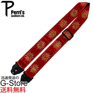 Perri's bN@\tM^[Xgbv TWSPL-6831 WK[hD 2" JACQUARD GUITAR STRAP WITH LOCK END -RED SUNS y[Y