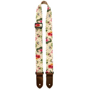 Perrifs ENXgbv UKLPCP-7671 1.5" Polyester Ukulele Strap White Floral Hibiscus