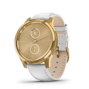 【4,950円OFFクーポン配布中】GARMIN ガーミン vivomove Luxe White Leather / 24K Gold PVD ヴィヴォ ムーブ リュクス ホワイト レザー 24K ゴールド PVD メンズ レディース 010-02241-78 スマートウォッチ