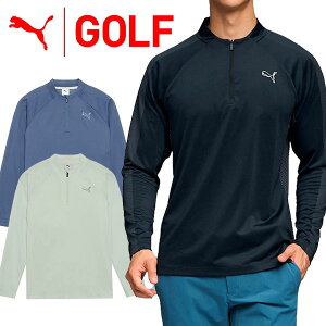 【当店在庫】プーマ ゴルフ シャドウキャット ジップモックネック 長袖シャツ メンズ 2025秋冬 ゴルフウェア 635752