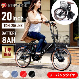 電動自転車 20インチ ノーパンク 折りたたみ TDN-206XN送料無料 PELTECH 電動アシスト自転車 6段変速 【簡易組立必要品】 E−BIKE 折り畳み自転車 ペルテック【TD】 【代引不可】