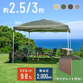 テント アウトドア タープテント 日よけ ワンタッチ UVカット 幅2.5m 幅3.0m 250cm 300cm 大型 耐水 キャンプ レジャー バーベキュー 収納バッグ付き 頑丈 ファミリー TP-250 TP-300