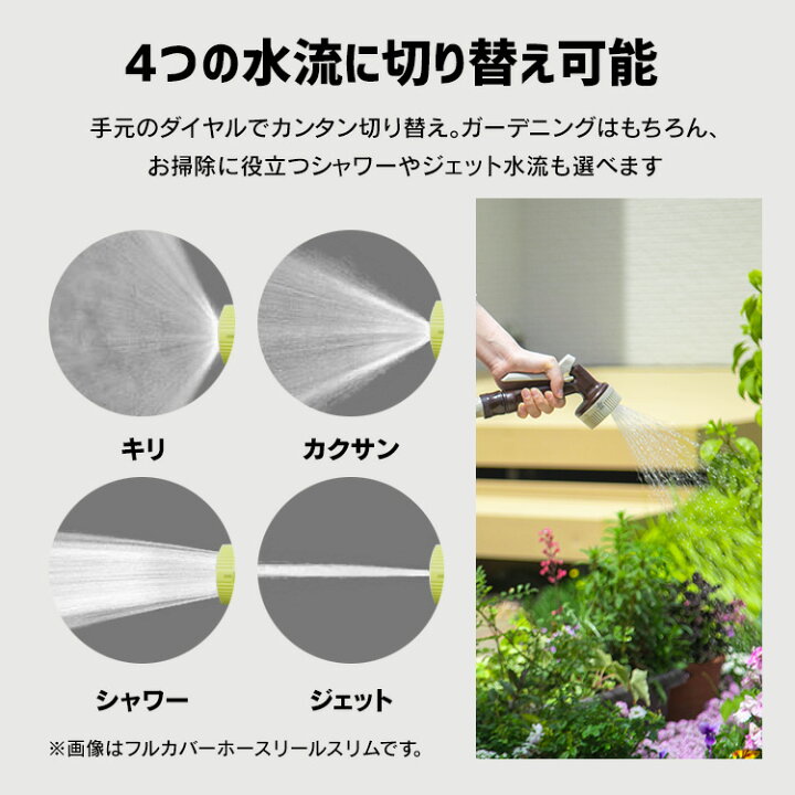 楽天市場 着後レビューで 除草剤 プレゼント ホースリール おしゃれ 15m ホース フルカバーハンディホースリール 散水ホース 水まきホース 水撒きホース 散水 水撒き 水やり ガーデン おしゃれ ベランダ 軽量 アイリスオーヤマ Rs Garden Living