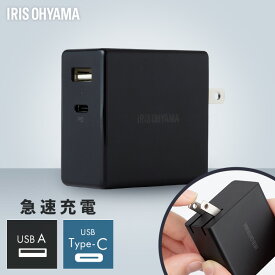 USB充電器 ブラック IQC-C652 USB充電器 PD準拠 最大65W 急速充電 チャージャー 2ポート同時使用 旅行・出張 モバイル パソコン コンパクト