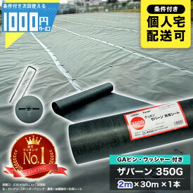 [楽天1位受賞] 1000円クーポン付 ザバーン 350Gグリーン 2m×30m 1本 ＋コ型150mmピン＋GAWドーム型ワッシャー各100本 防草シート 雑草 緑 グリーンフィールド XA-350G2.0 【GF】【条件付で個人購入可】■法人限定価格