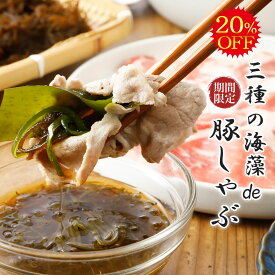 ＼期間限定！クーポン利用で5,980円→4,784円！ 7月4日 20:00〜 11日 1:59＼あす楽／ 三種の海藻de豚しゃぶ 霧島山麓 SPF豚 しゃぶしゃぶ鍋 ロース 鍋セット 豚しゃぶ 三陸産 わかめ 昆布 もずく 沖縄産 めかぶ ポン酢 ごまだれ 食べるラー油 五島うどん 送料無料