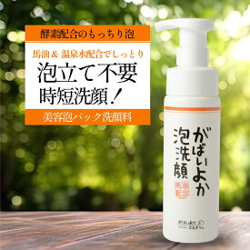 がばいよか 泡洗顔 200ml 洗顔 石けん 泡パック 馬油 酵素 配合 もっちり泡 洗顔フォーム 泡 洗顔料 乾燥肌 敏感肌 毛穴 黒ずみ 泡洗顔フォーム 泡洗顔料 酵素洗顔 毛穴汚れ 角栓 ナイアシンアミド 水 コラーゲン ヒアルロン酸 プラセンタ セラミド レモングラスの香り