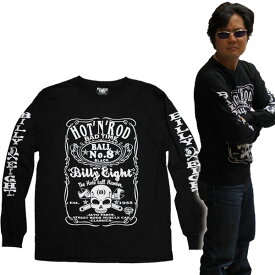 【M】【L】【XL】ビリー・エイト、ロックTシャツ【BAD TIME】(長袖Tシャツ) 黒ホッドロッド カスタムショー ハーレー バイカー ロック パンク ロカビリー アメ車 通販 メンズ Tシャツ T ロンT 長袖 袖 リブ