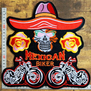 傫ȎhJACby AbvP pb`yLVJoCJ[ MEXICAN BIKERzGXjbN XJ KN n[[ AJ hN SKULL vW vxXg Gu Emblem Patch 傫 