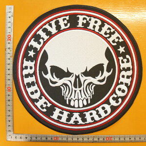 傫ȎhJACby AbvP pb`yXJ LIVE FREE RIDE HARD COREzRɐ ̑ AJW oCJ[ AJ hN SKULL vW vxXg Gu Emblem Pat