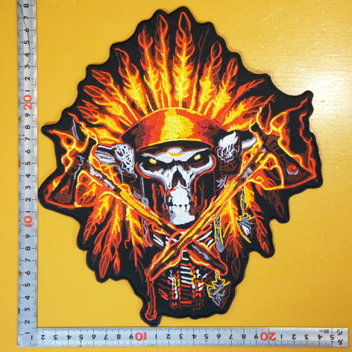 楽天市場】大きな刺繍アイロンワッペン アップリケ パッチ【炎のスカル  