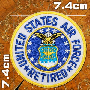 �h�J�A�C�������b�y���yUS AIR FORCE RETIRED�z�� ���a7.4cm �G�A�t�H�[�X ���^�C�� ���� �~���^���[ �R�� �� �� �� �A�b�v���P �p�b�` �~ �A�����J ��R �ČR �C�R wappen patch