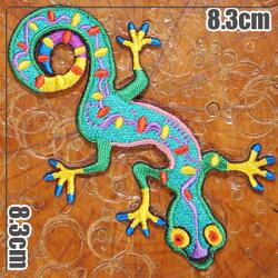 楽天市場 全5色 刺繍 アイロン ワッペン 陽気なイモリ またはヤモリ 爬虫類 アニマル トカゲ 赤 紫 水色 黒 緑 糊付き 動物 動物柄 雑貨 グッズ のりつき Robber Gabriela