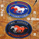 [全2色]刺繍 アイロン ワッペン【2頭の馬】うま アニマル 動物 動物柄 糊付き 雑貨 装飾材料 グッズ アップリケ パッチ のりつき