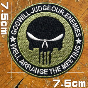 ミリタリー アイロン ワッペン【God will judge our enemies/神は私たちの敵を裁くだろう】アメリカ海軍特殊部隊SEALs パニッシャースカル サバゲー サバイバルゲーム アメコミ 軍物 レプリカ 軍服
