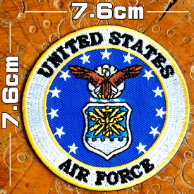 ミリタリーワッペン【UNITED STATES AIR FORCE/ユナイテッドステーツエアフォース】丸 青 アメリカ空軍 戦闘機 トップガン イーグル 軍物 アメカジ 刺繍アイロン アップリケ パッチ サバケー サバイバルゲーム 星 軍服 MA-1 フライトジャケット 米軍 wappen patch