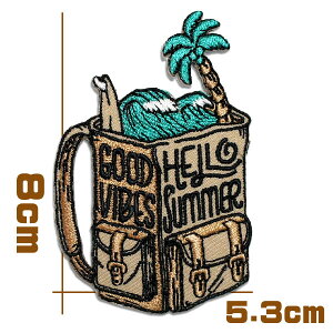 �h�J �A�C���� ���b�y�� �A�b�v���P �p�b�`�yGood Vibes Summer�z�� ���V�̖� �g �C �T�[�t�B�� �x�[�W��x�G�������h�O���[�� ���ʃA�C�����ڒ��̂�� ����