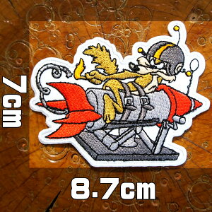 アメカジワッペン【コヨーテ・ミサイル】ロケットミサイル グレーヘルメット アイロン接着 アップリケ パッチ アニマル オオカミ アメ車 ホットロッド 糊付き 装飾材料 通販 刺繍アイロン