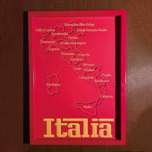 イタリア ロッソ ポスター イタリア地図 州名 アート おしゃれ A3 インテリア 赤 フェラーリ 男前 かっこいい 海外インテリア イタリアン レストラン プレゼント 人気